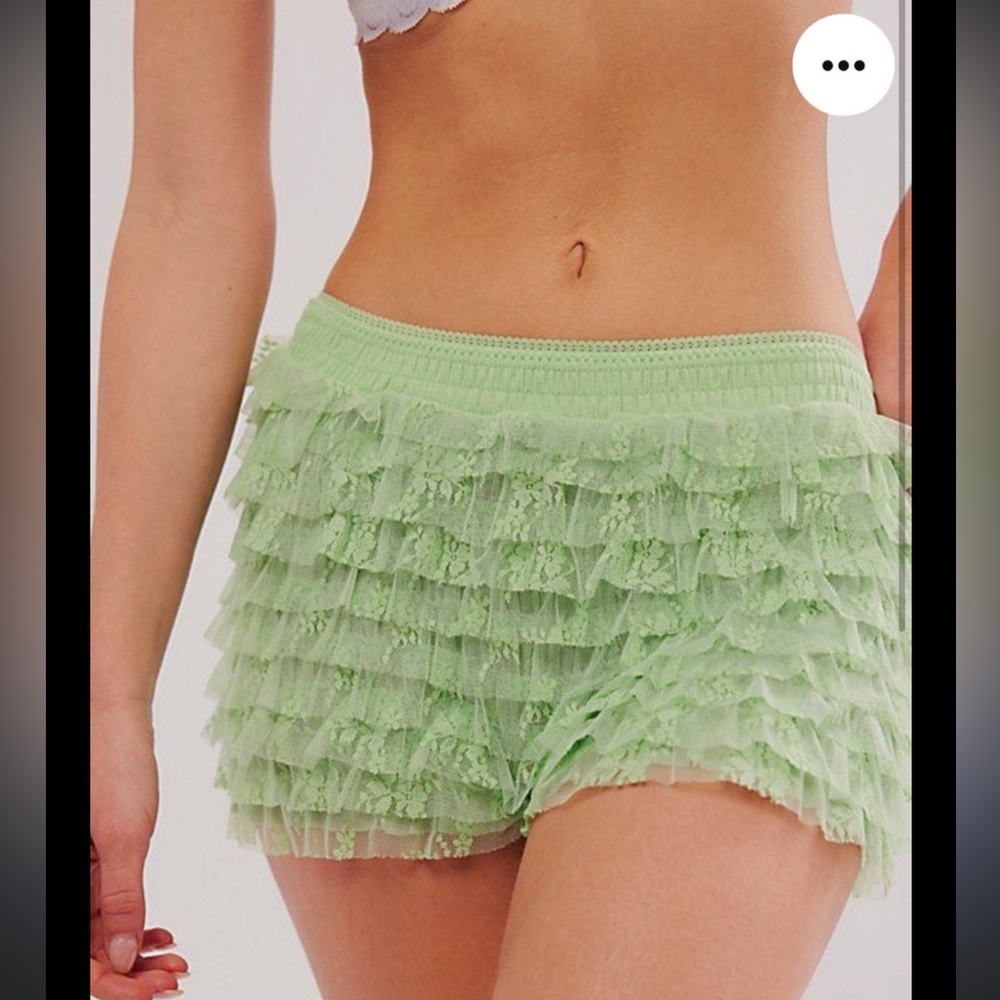 Free People Mint Green Ruffle Lace Shorts